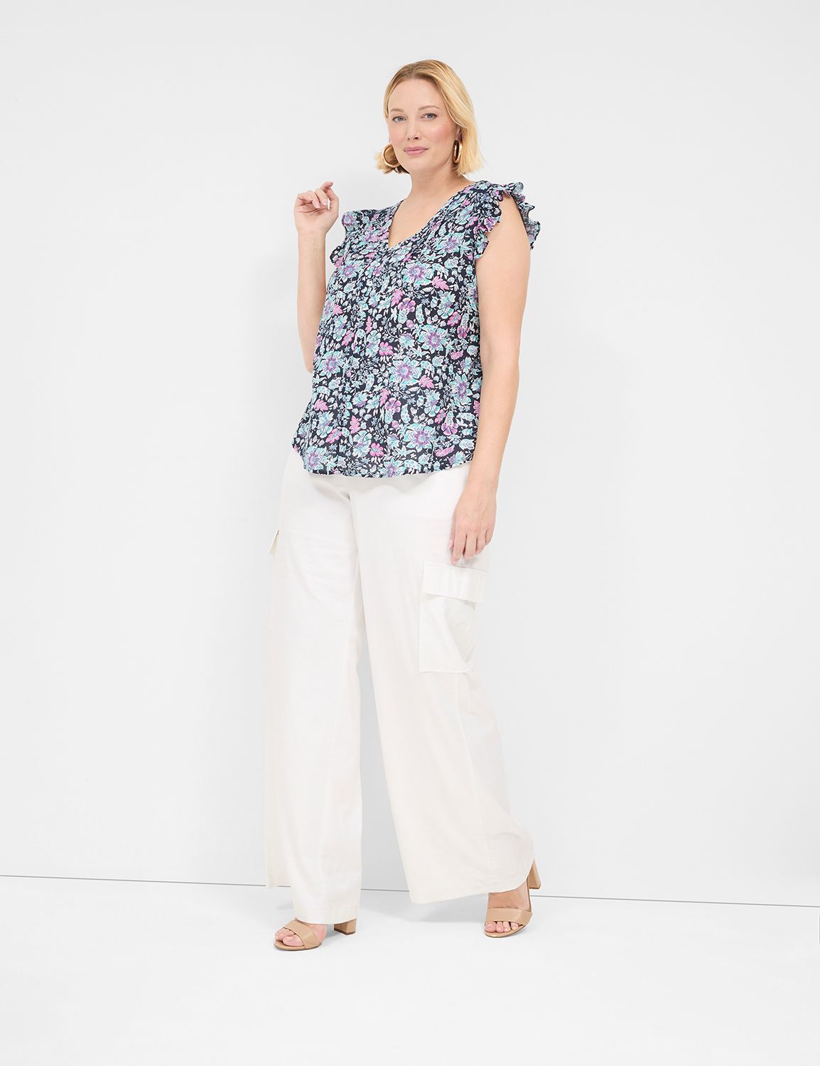 Casual Classic Cap Sleeve Flutter V Product Image 3