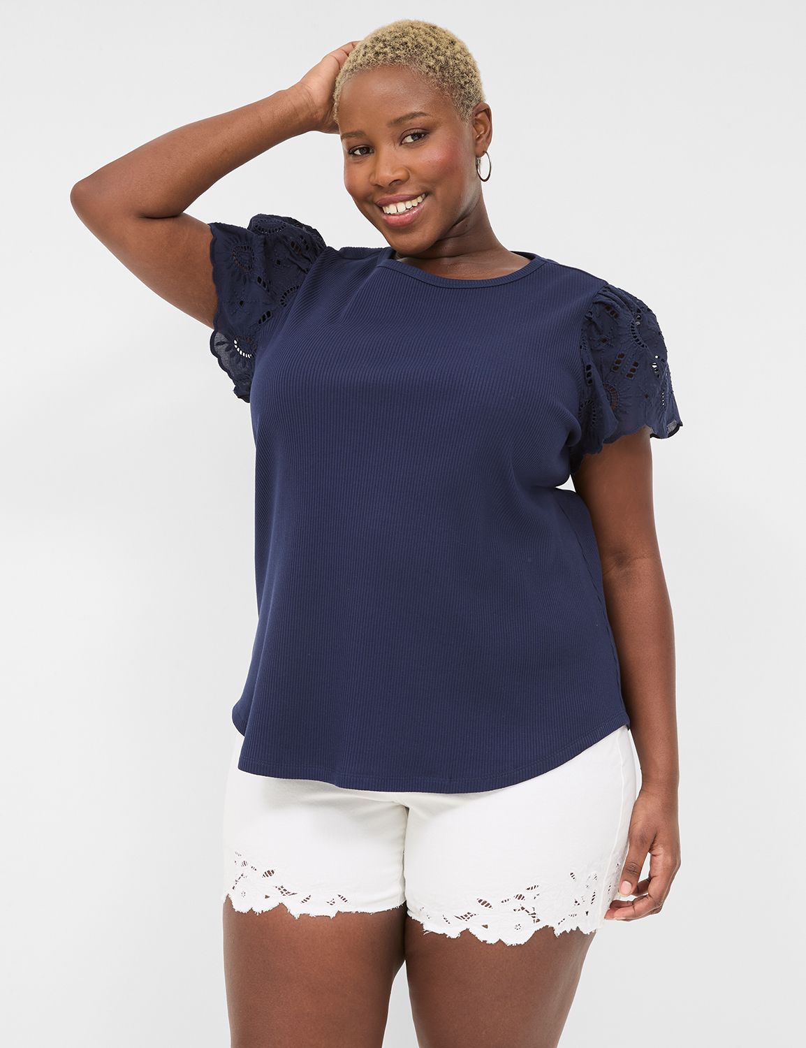 WV Classic Flutter Sleeve Crew Neck Product Image 1