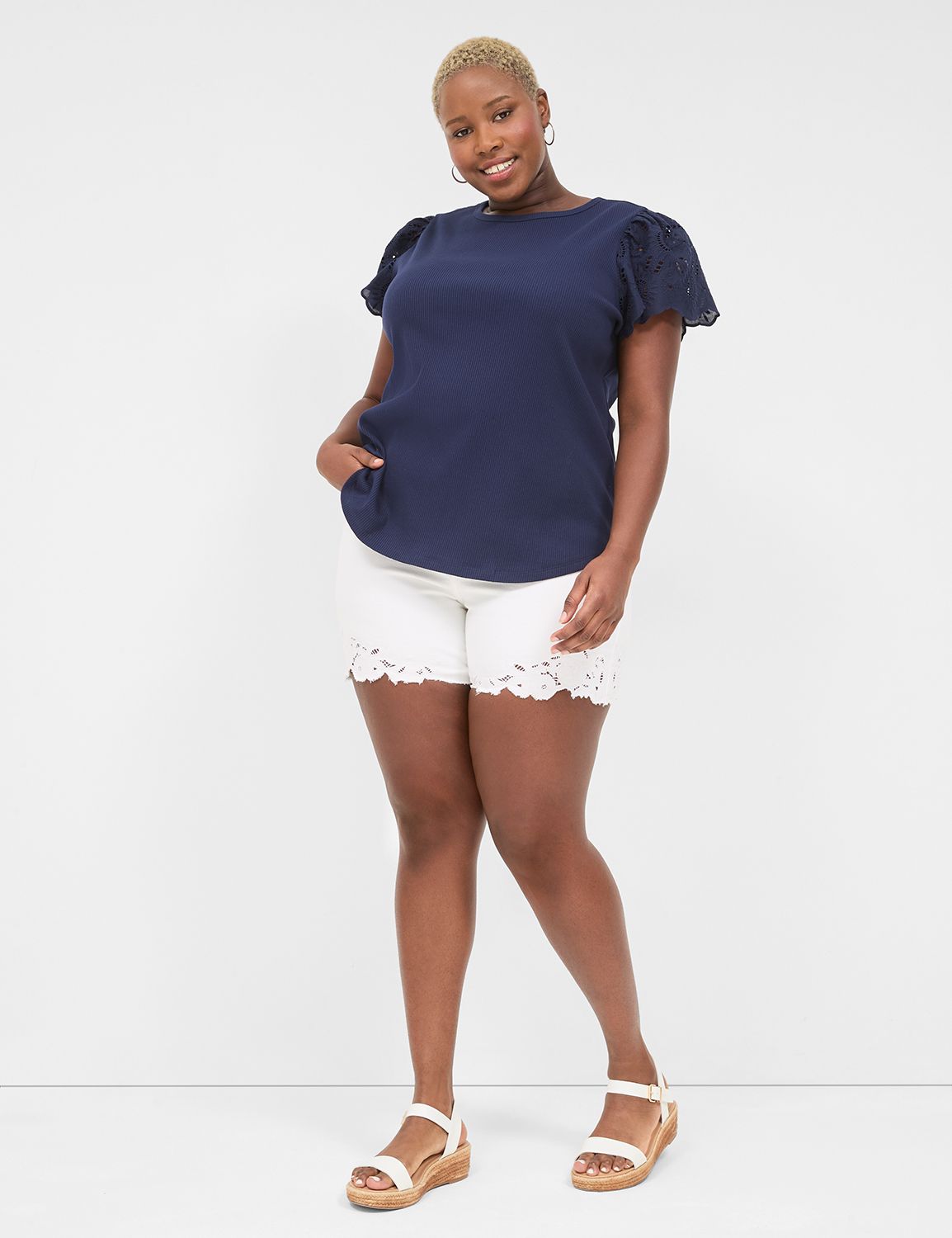 WV Classic Flutter Sleeve Crew Neck Product Image 3