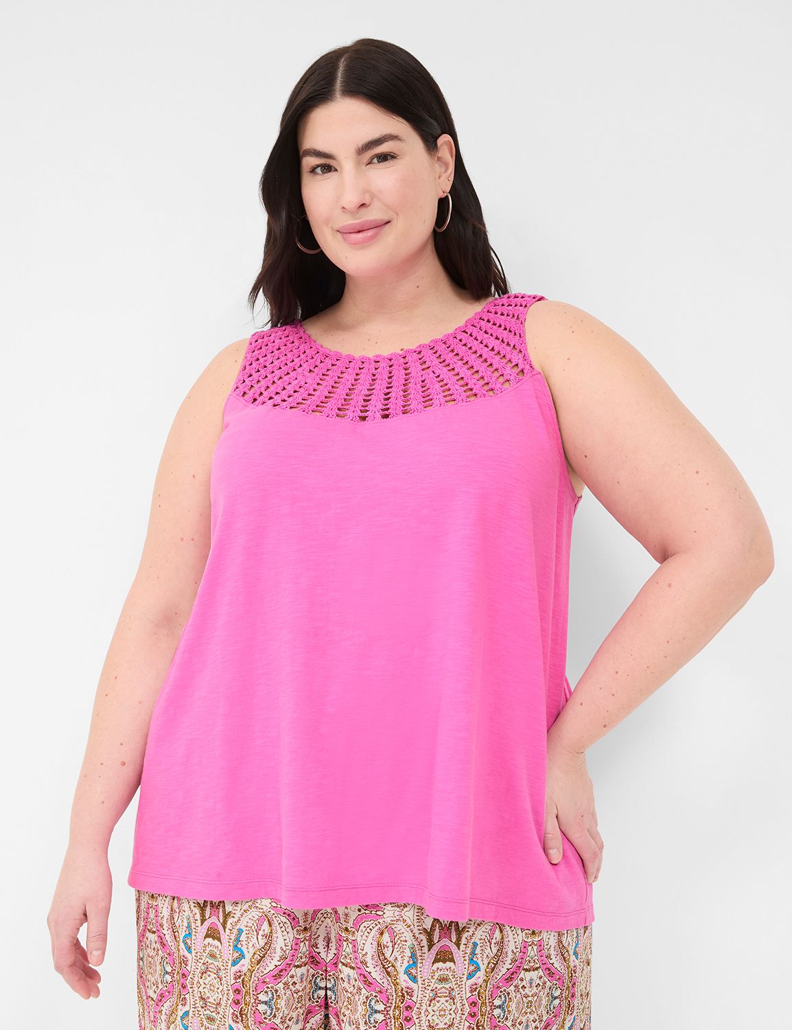 Casual Swing Sleeveless Crochet Nec Lanebryant