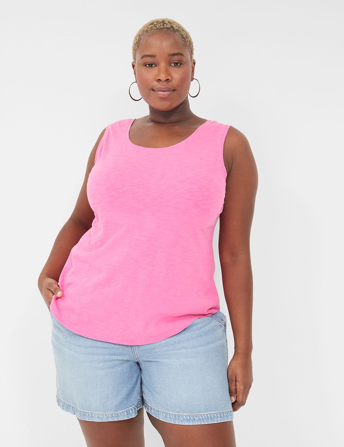 Classic Slub Scoop Tank in Indigo main image 1