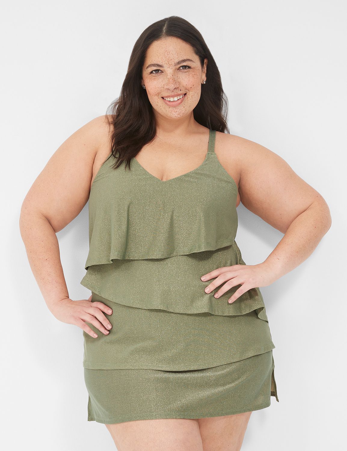 Plus Size | Lurex Side Slit Swim Skirt | LaneBryant