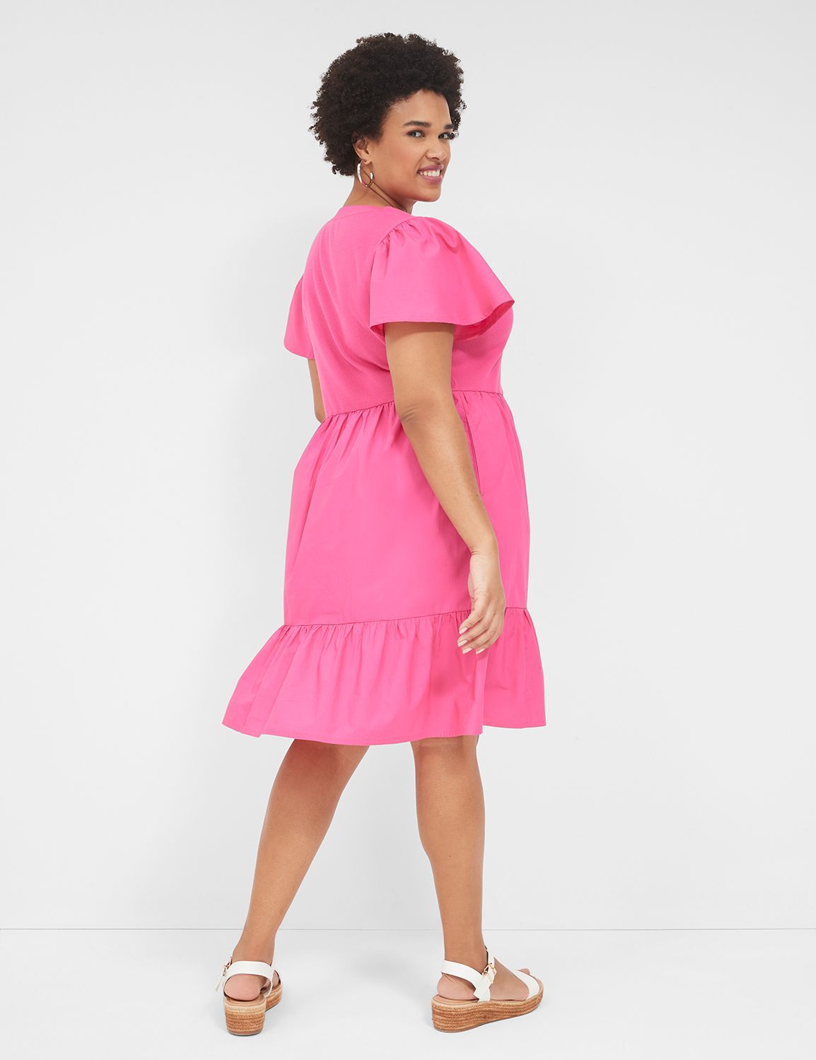 SS FRAME SPLIT NK TIERED DRESS 1141 | LaneBryant