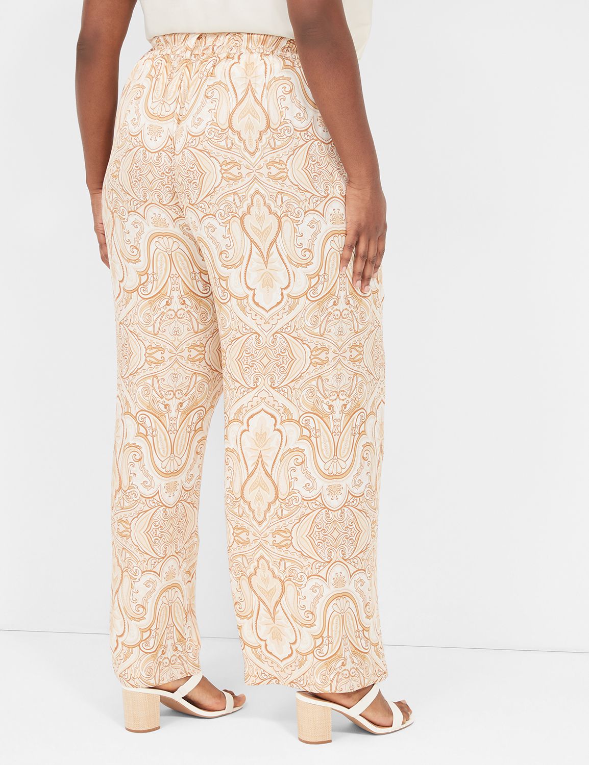 Pull-On Satin Wide Leg Pant