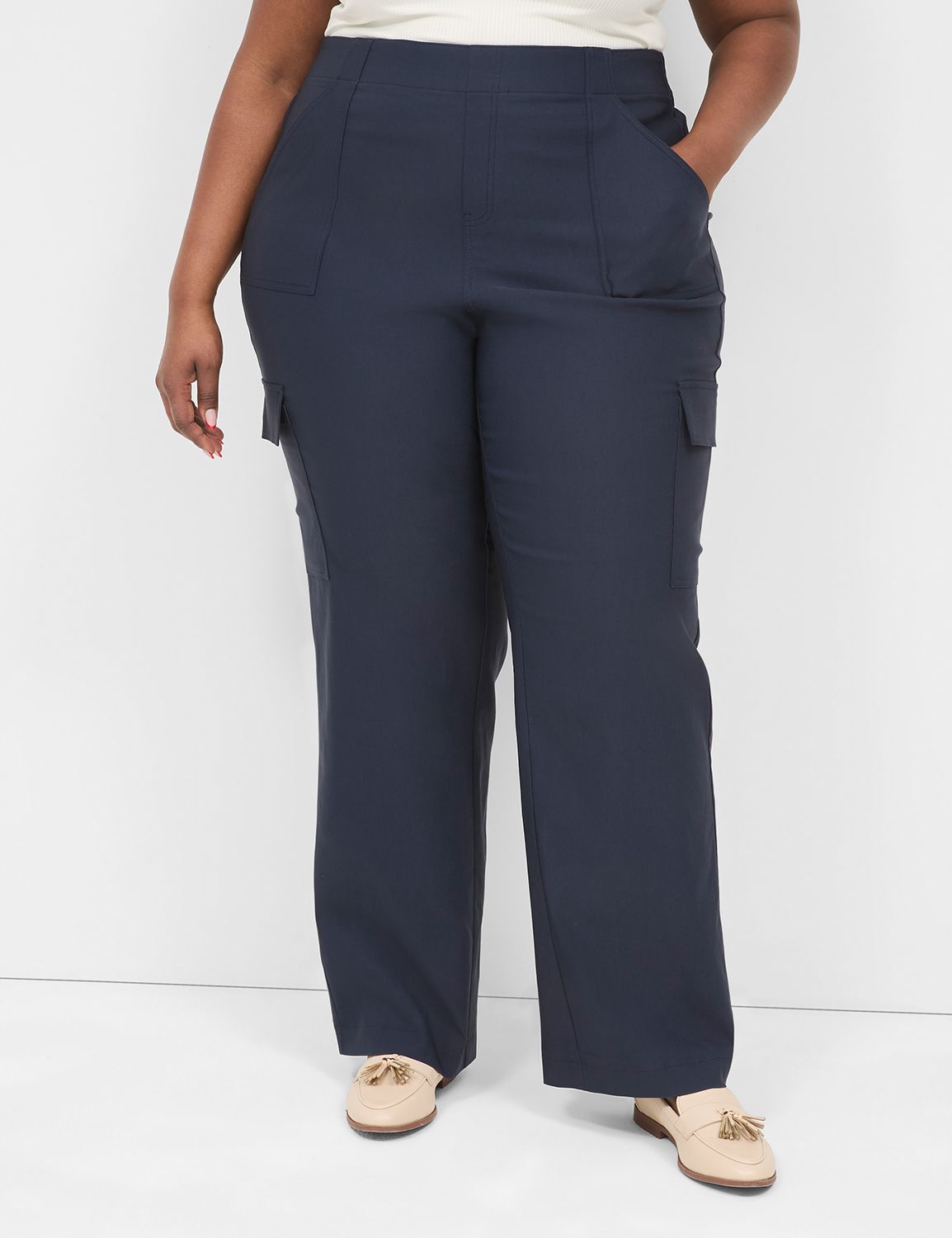 LIOR Women's Navy Dressy Pull On Pants For Office-