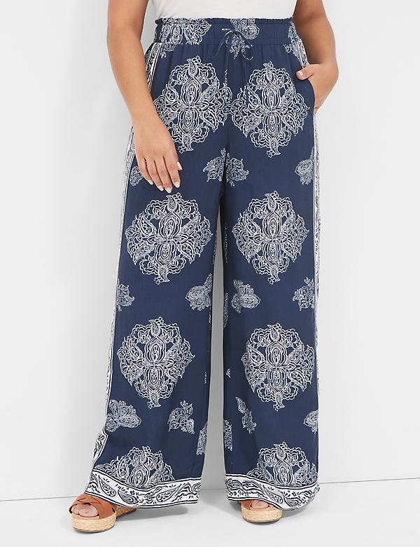 Pull-On Paperbag Wide Leg Pant