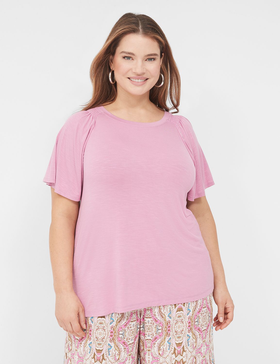WV Flutter Sleeve Smocked Top S 114 Product Image 1