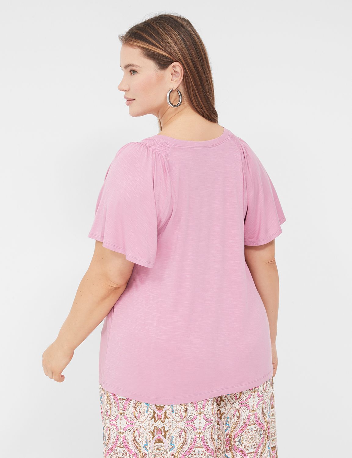 WV Flutter Sleeve Smocked Top S 114 Product Image 2
