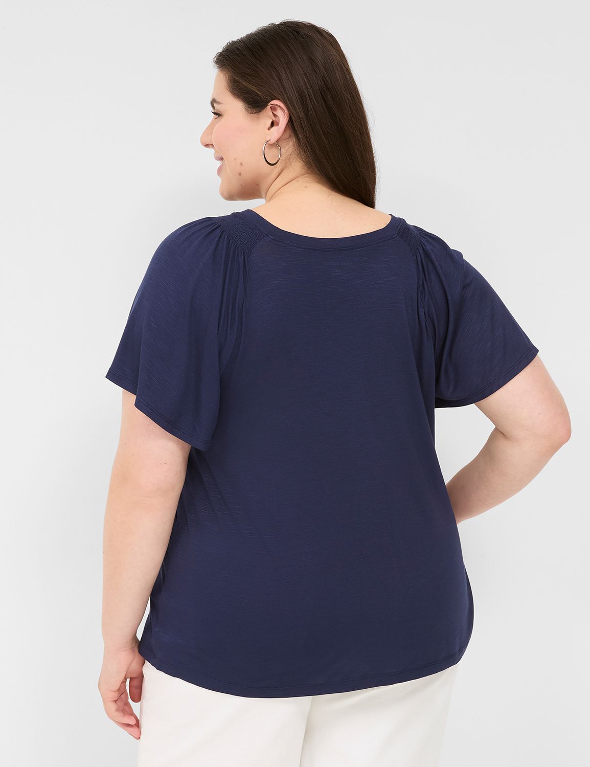 WV Flutter Sleeve Smocked Top S 114 Product Image 2