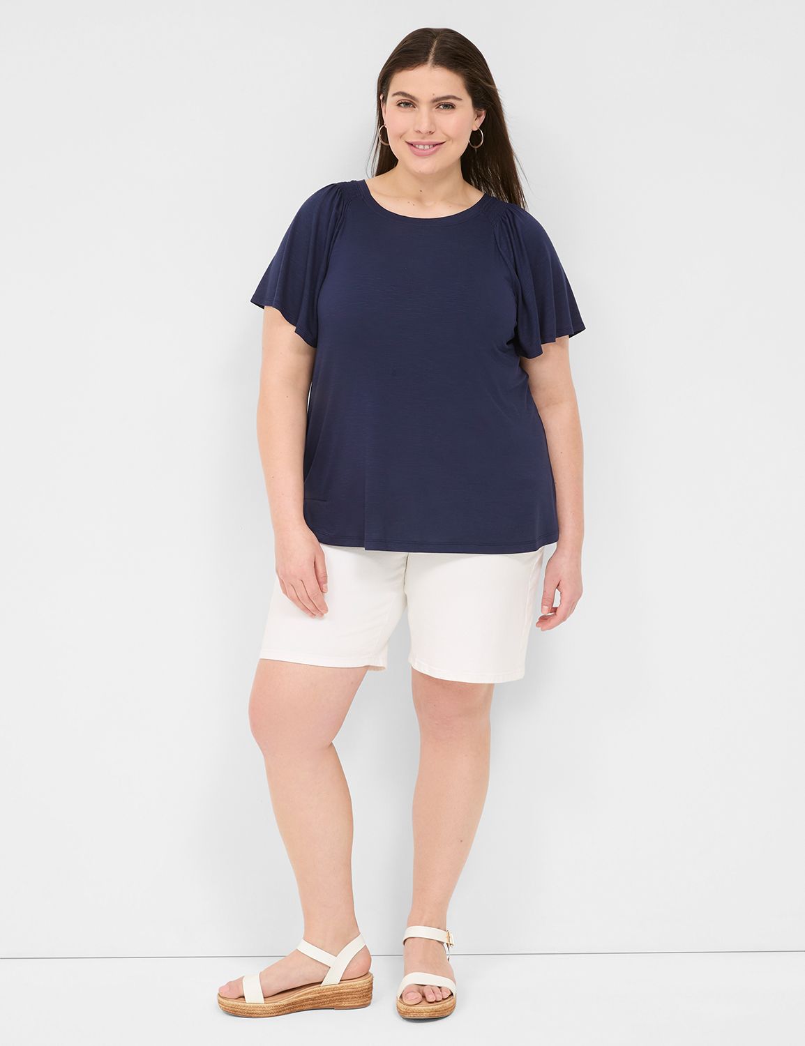 WV Flutter Sleeve Smocked Top S 114 Product Image 3