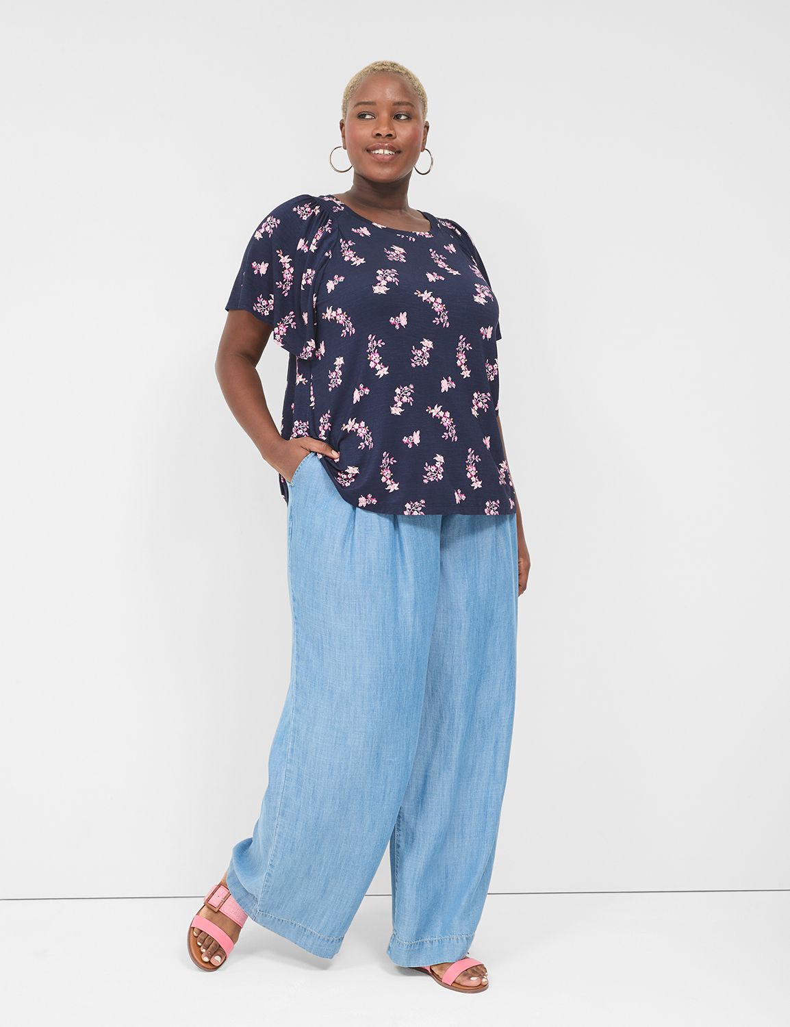 WV Flutter Sleeve Smocked Top S 114 Product Image 3