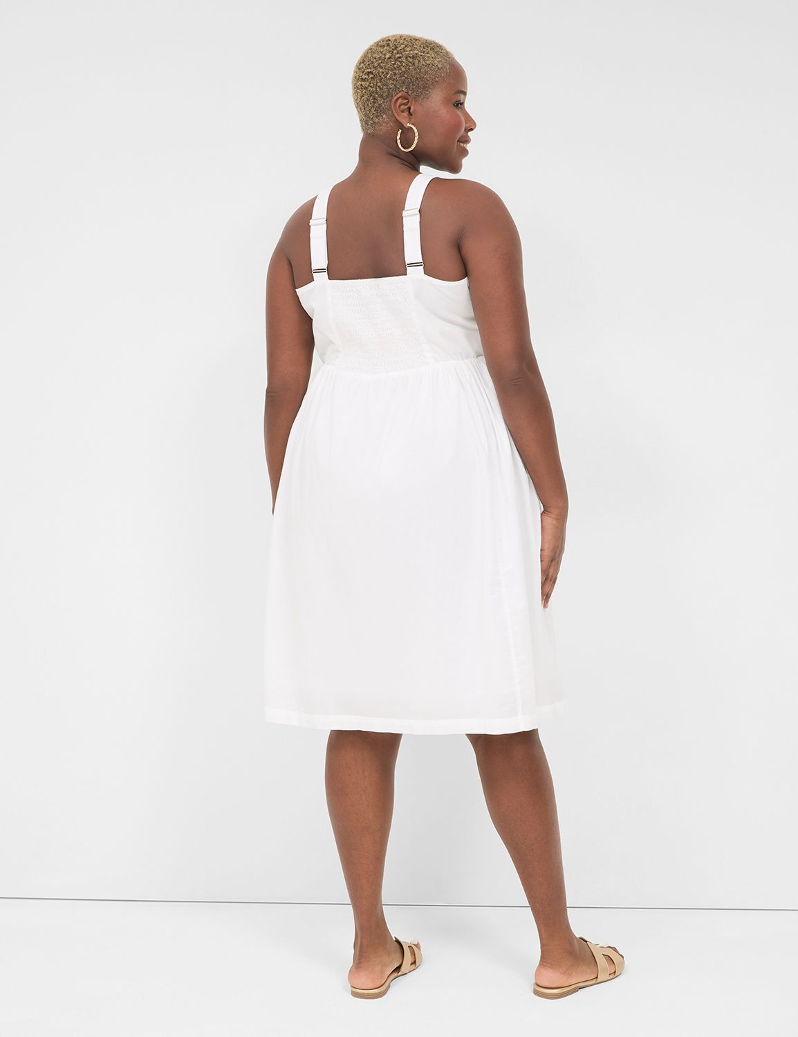 Applique-Bodice Smocked-Back Midi Dress