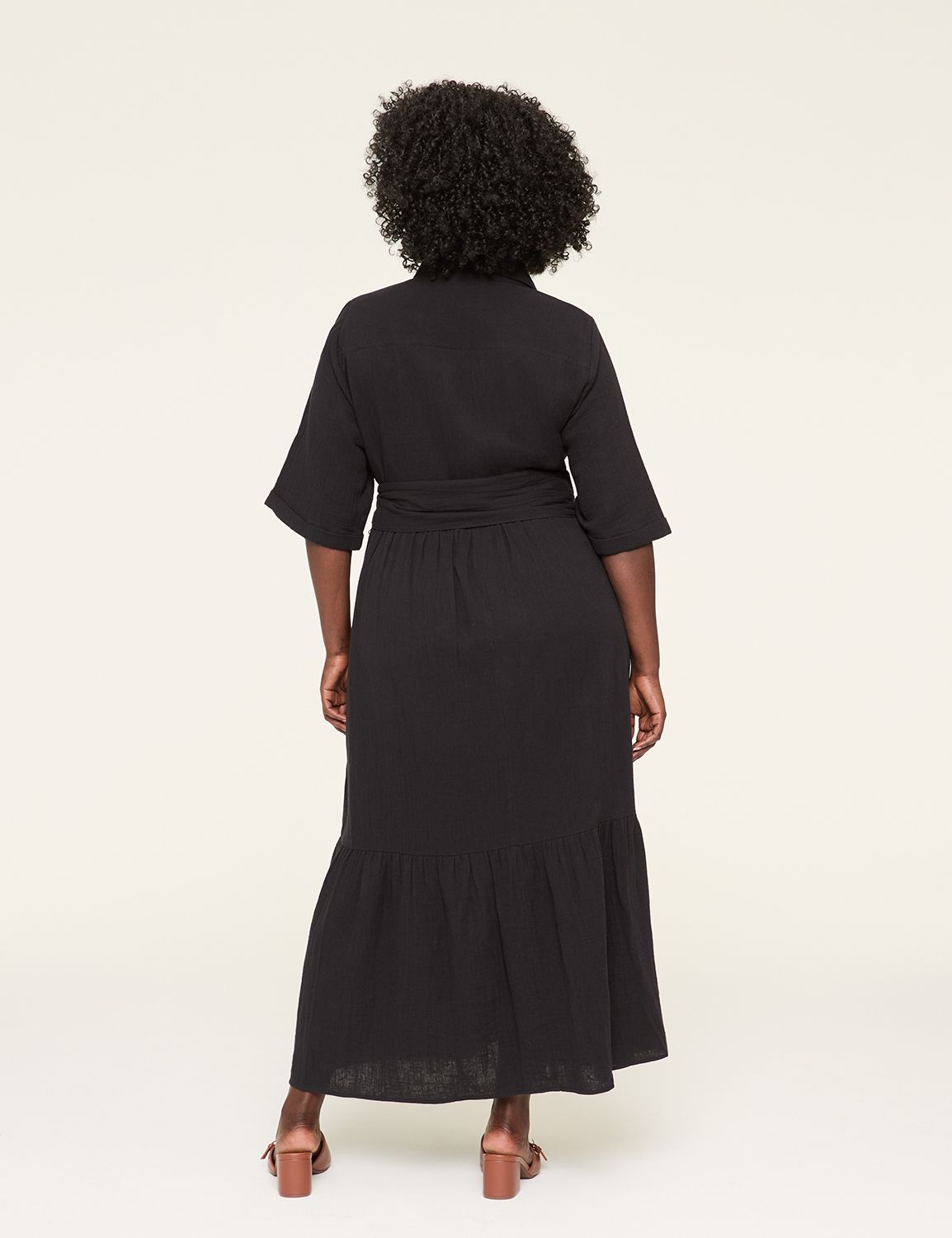 SS COLLARED SPLIT NK TIE WAIST MAXI Product Image 2