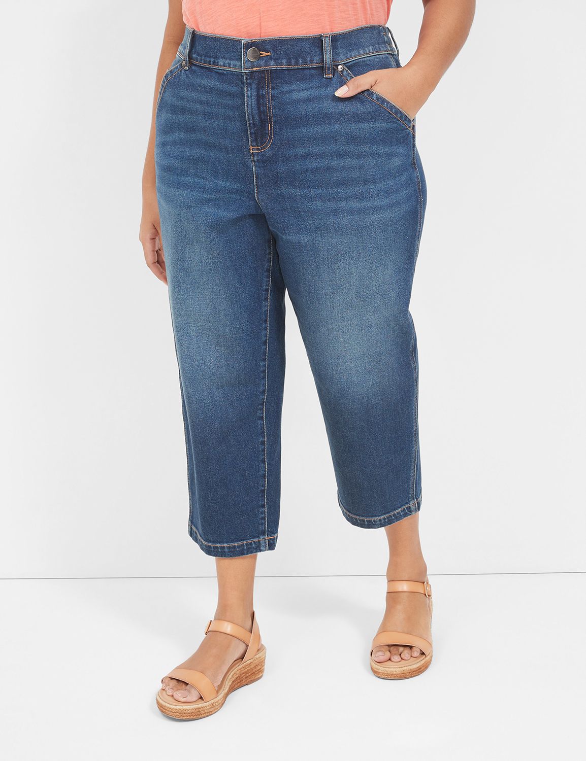 Women's Plus Size Capri Jeans Dark Blue 20 - White Mark
