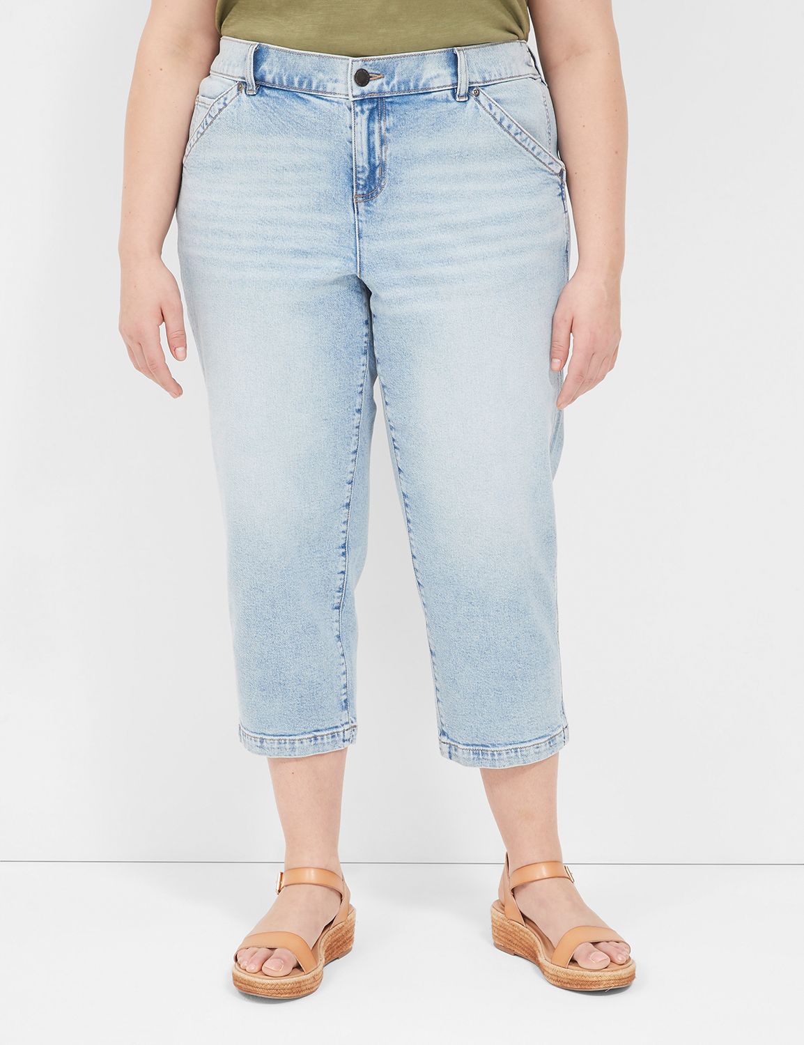 HUE Plus Size High-Rise Ultra Soft Denim Capris