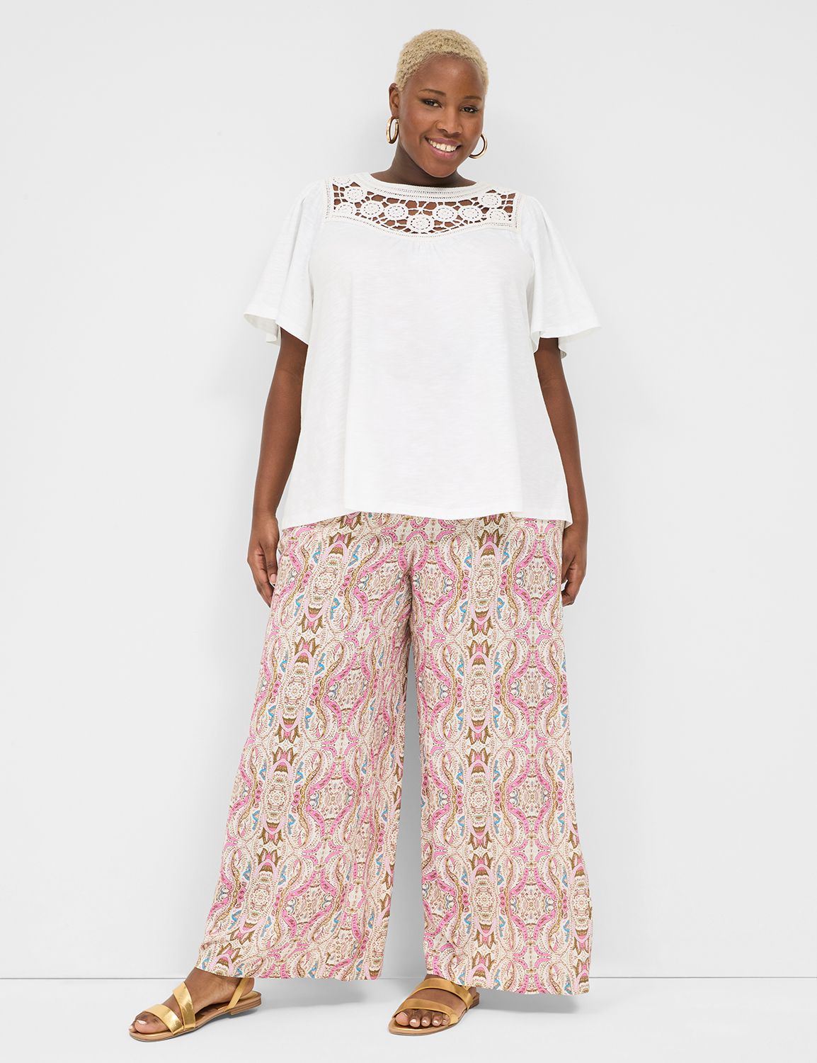 Casual Relaxed Short Sleeve Crotche Product Image 3