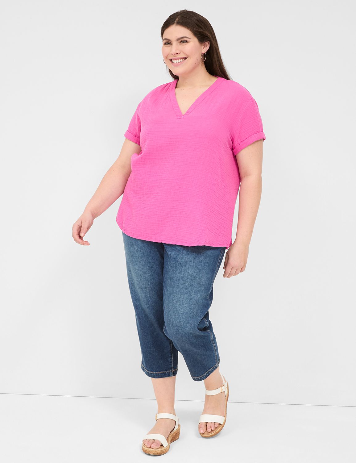 Relaxed Short Sleeve Deep Vneck Pop Product Image 3