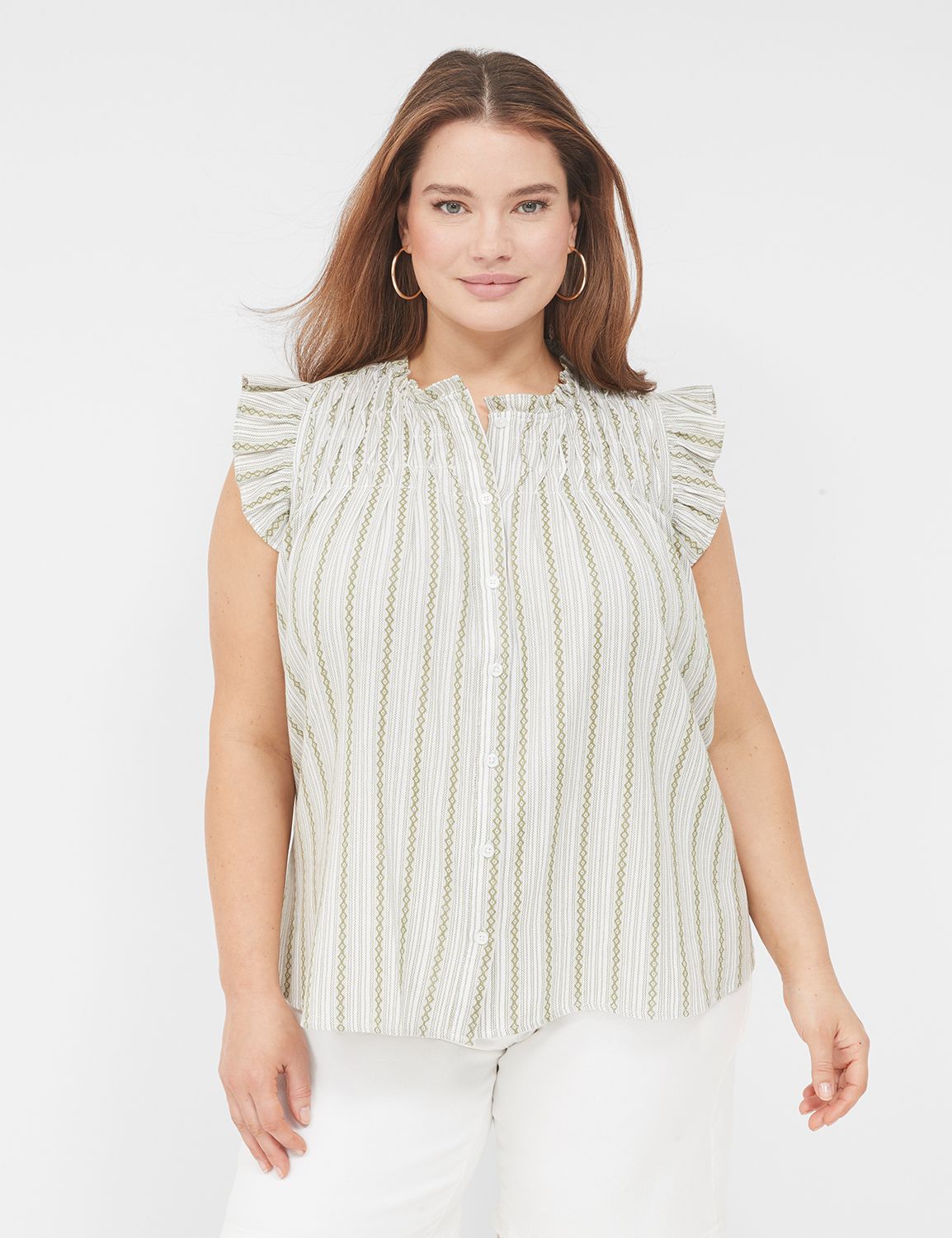 FAYLA FLUTTER SLEEVE RUFFLE COLLAR TOP main image 1