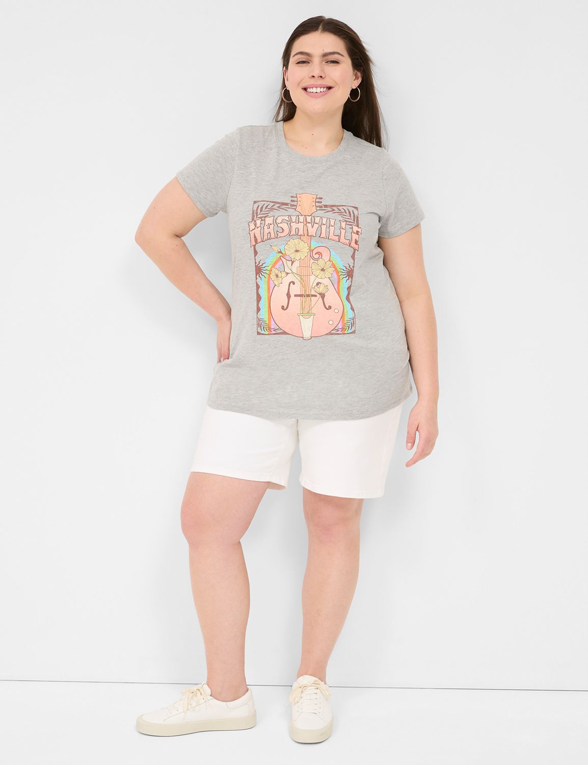 Cropped Short Sleeve Crew Neck Tee