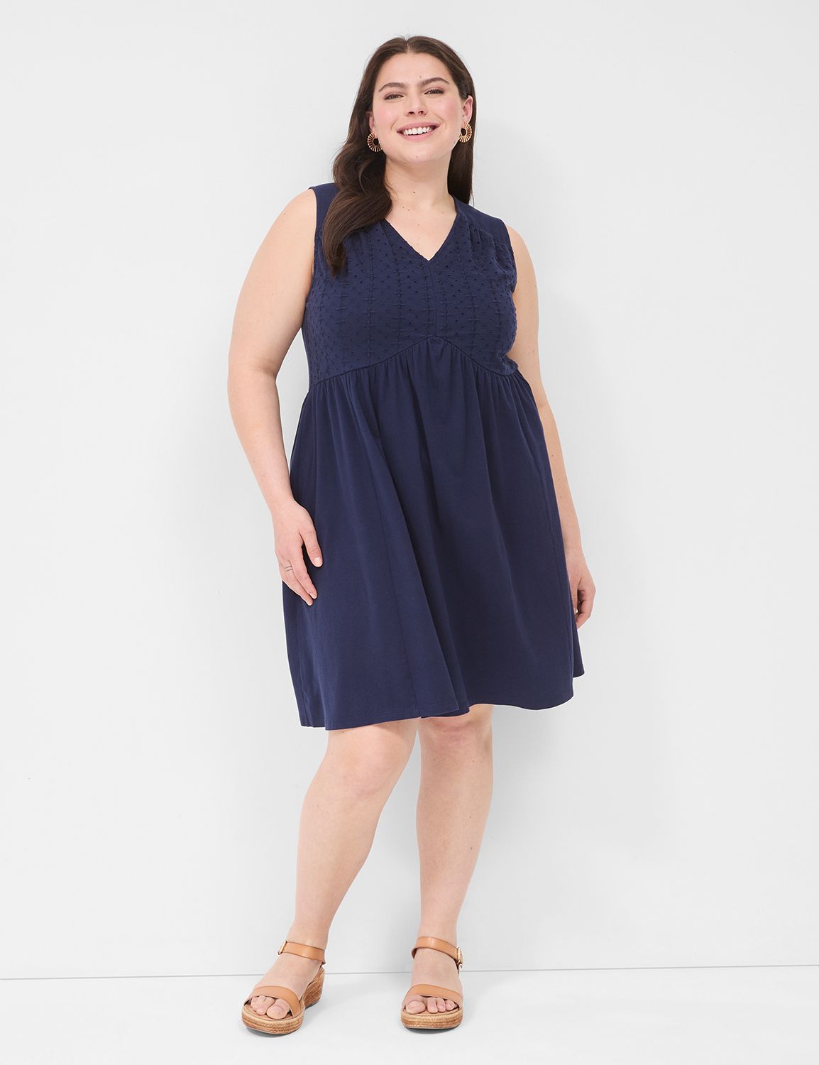 Easy Swing Eyelet-Bodice Dress