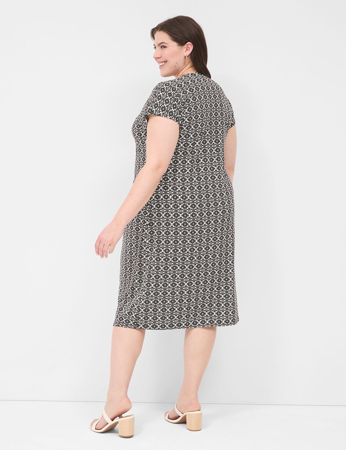 V-Neck Pleat-Front Jersey Midi Dress | LaneBryant