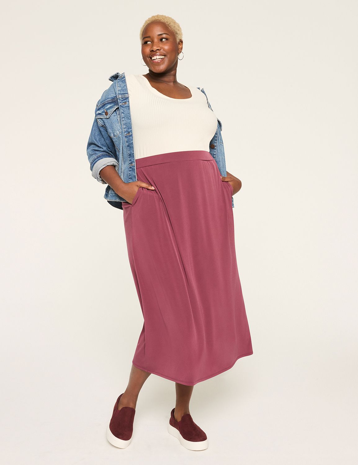 Matte Jersey Side-Slit Maxi Skirt | LaneBryant