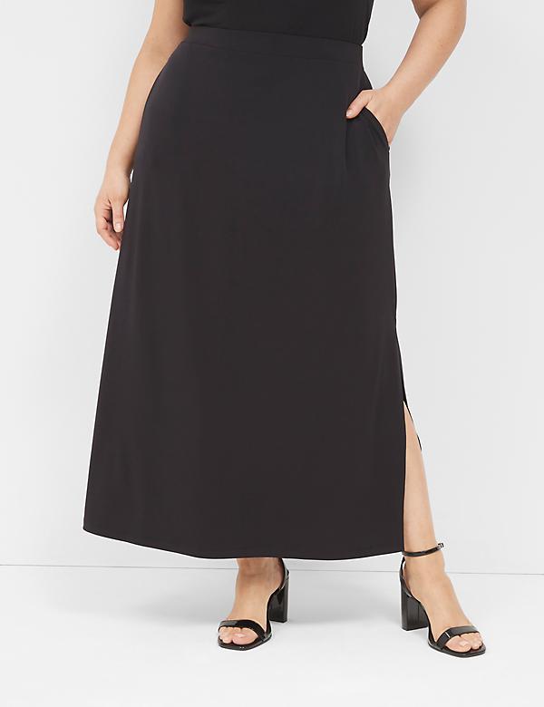 Matte Jersey Side-Slit Maxi Skirt