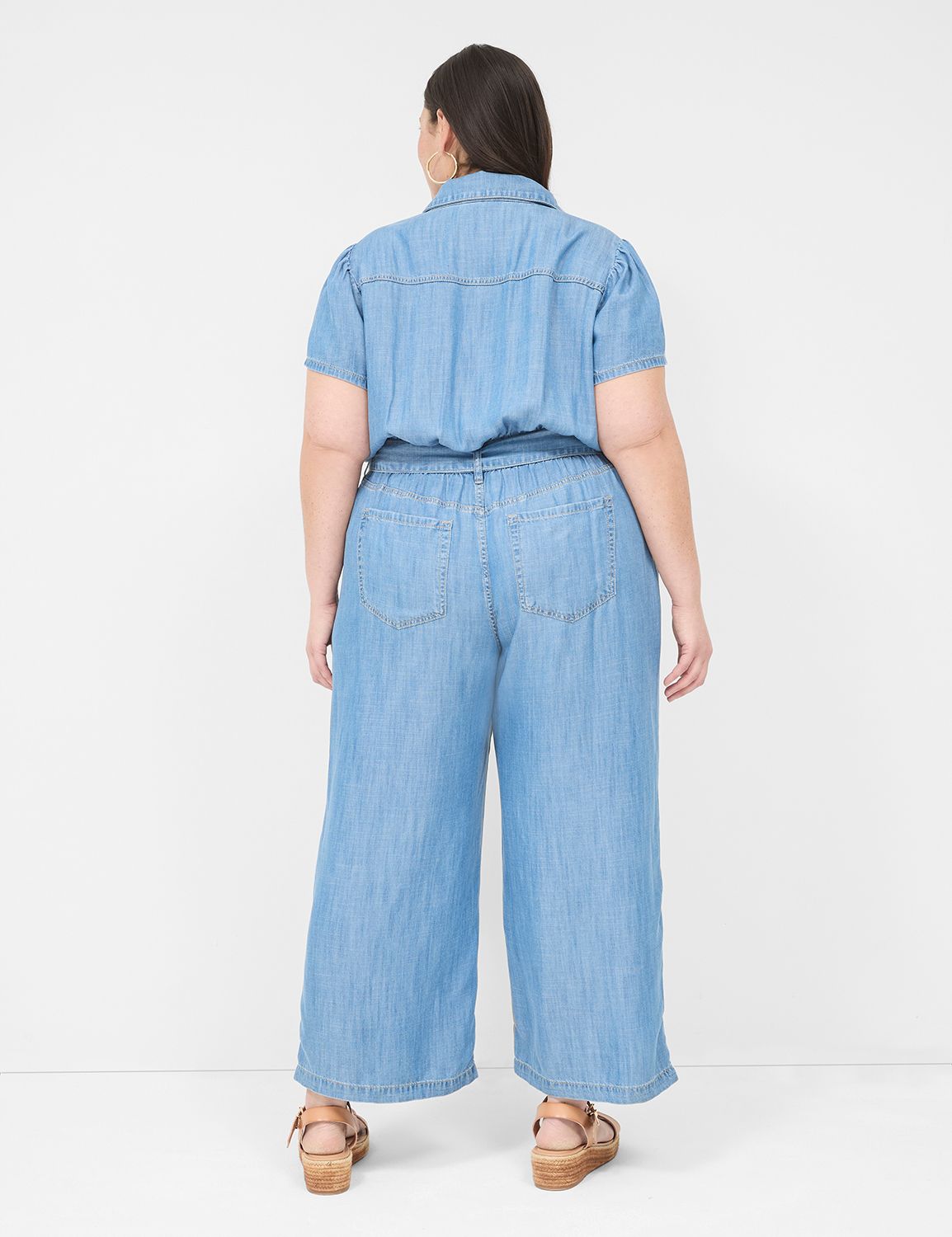 DENIM DRAPEY JUMPSUIT - LIGHT WASH Product Image 2