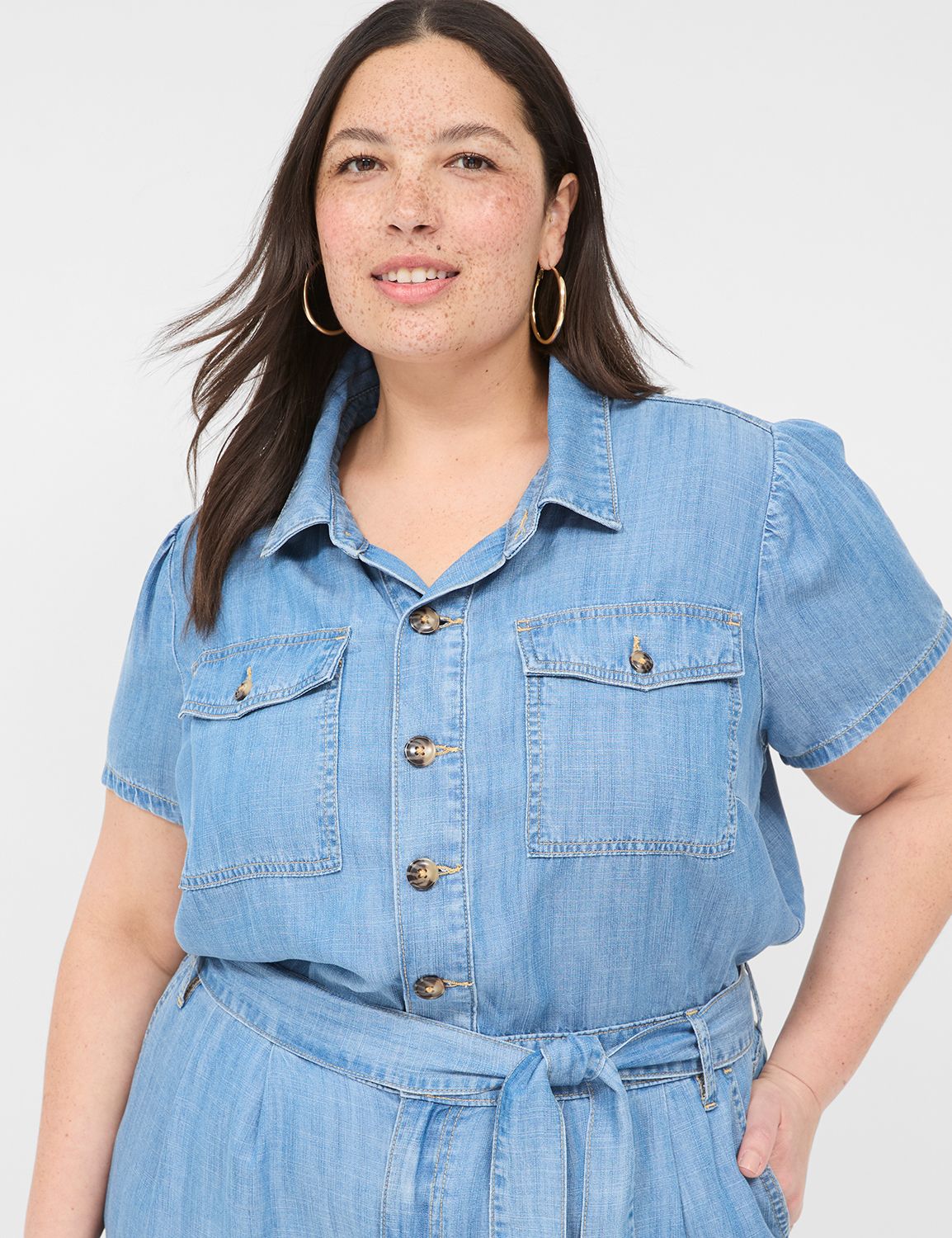 Lane bryant denim jumpsuit hotsell