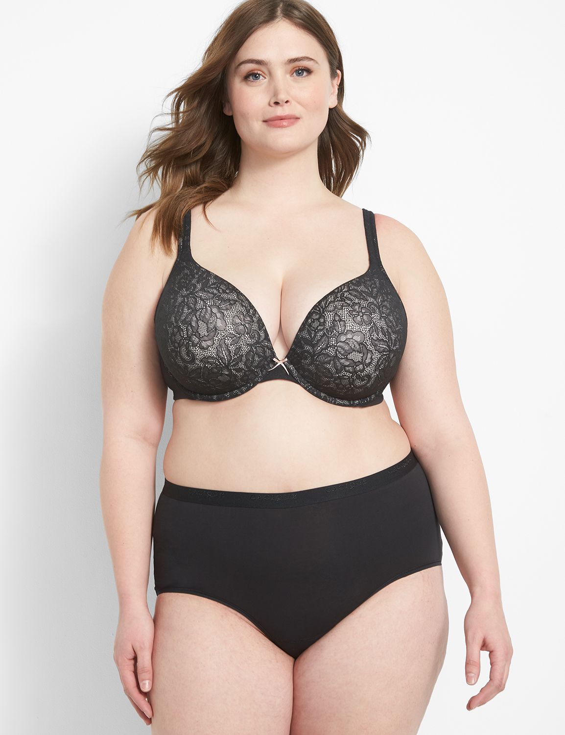 Cotton Boost Plunge Bra With Lace