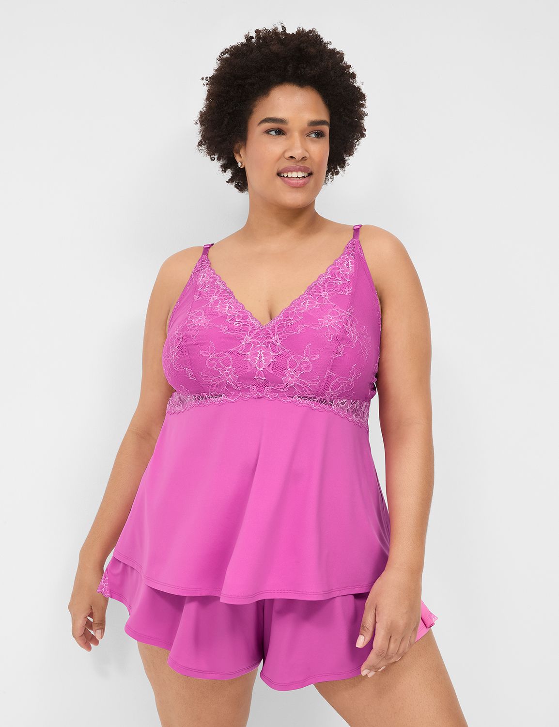 Romantic Lace Trim Cami Short Set 1 Lanebryant