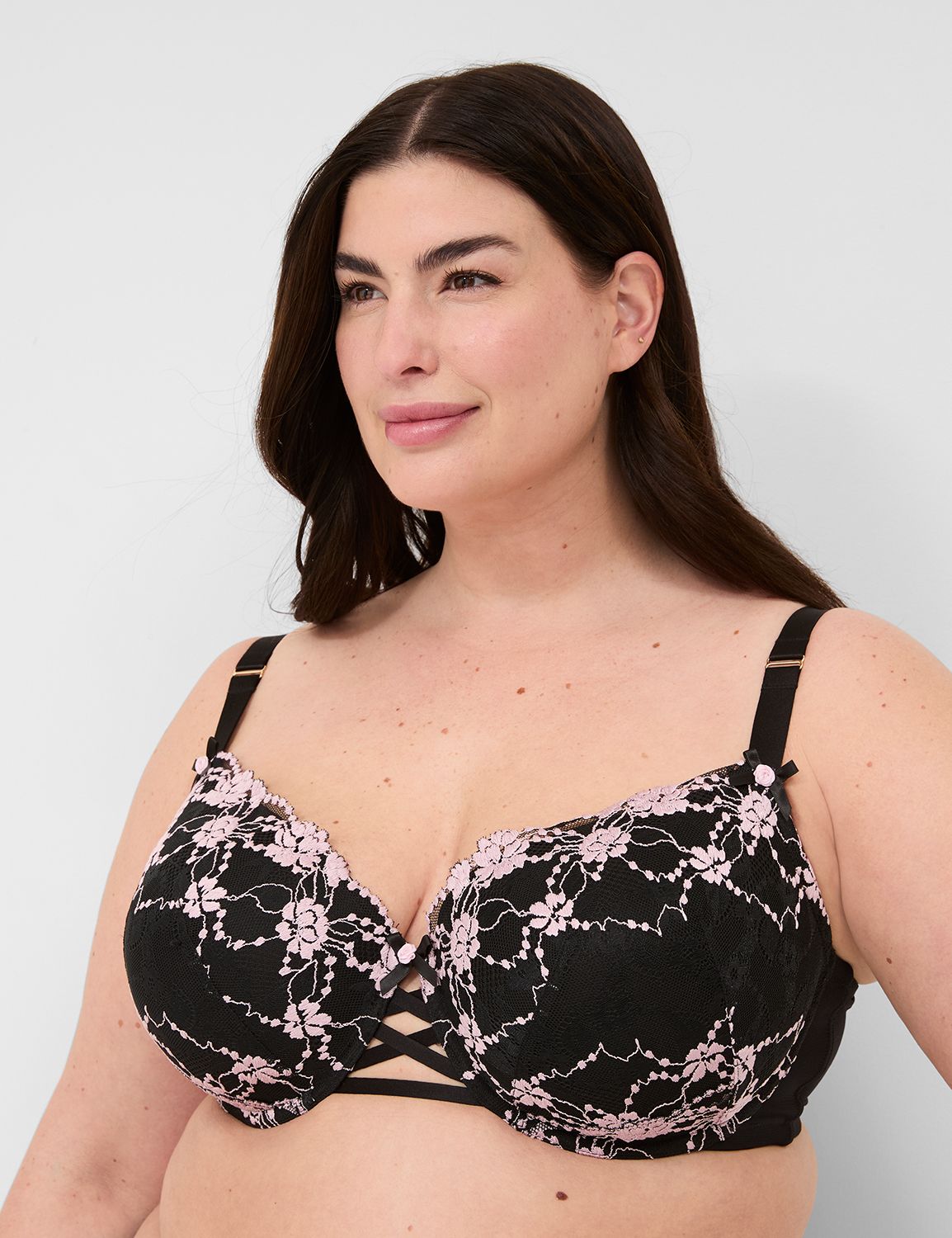 Cross-Dye Lace Boost Balconette Bra