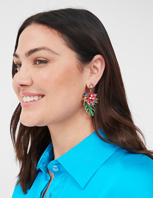 Summer Whimsy Tropical Leaf Statement Earrings