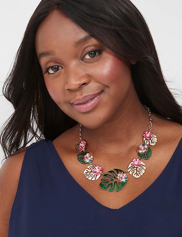Summer Whimsy Tropical Leaf Statement Necklace