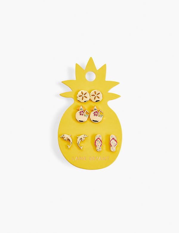 Summer Whimsy Pineapple Earrings - 4-Pack