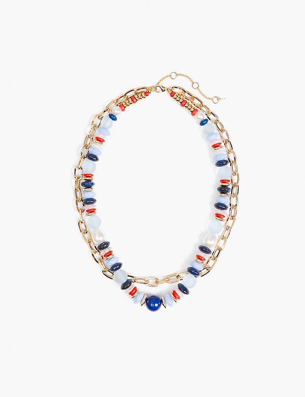 Americana Red, White & Blue Beaded Necklace