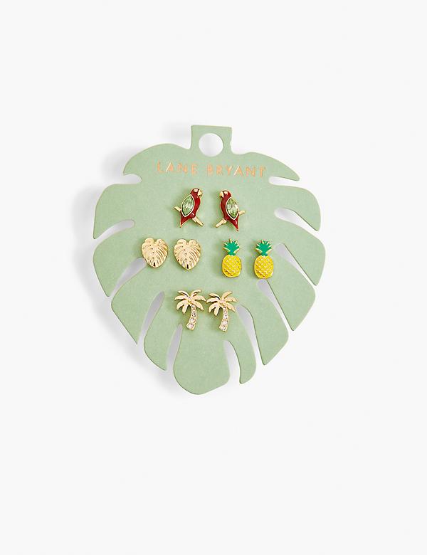 Summer Whimsy Tropical Leaf Earrings - 4-Pack