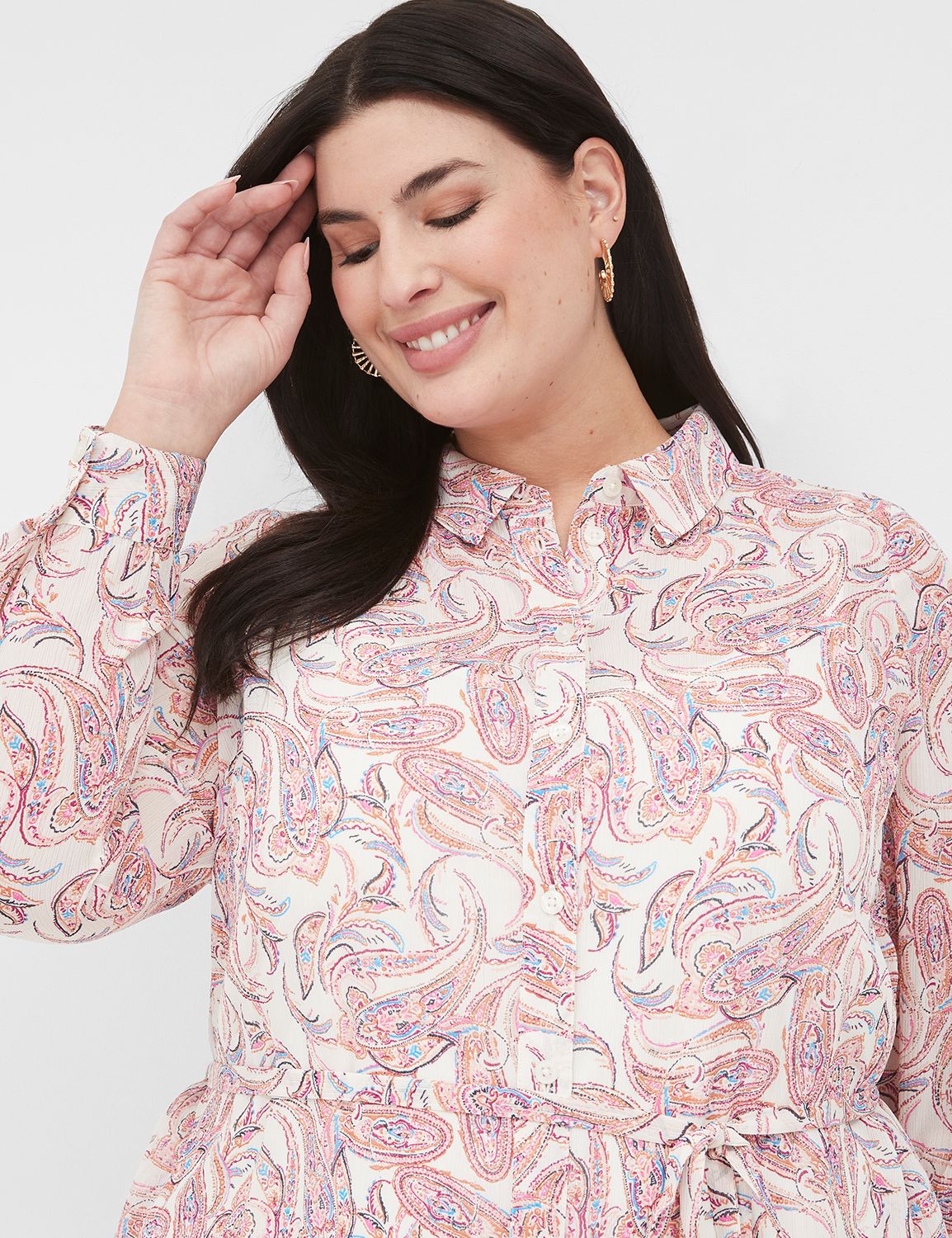 LS COLLARED BUTTON DOWN SHIRT DRESS Product Image 3