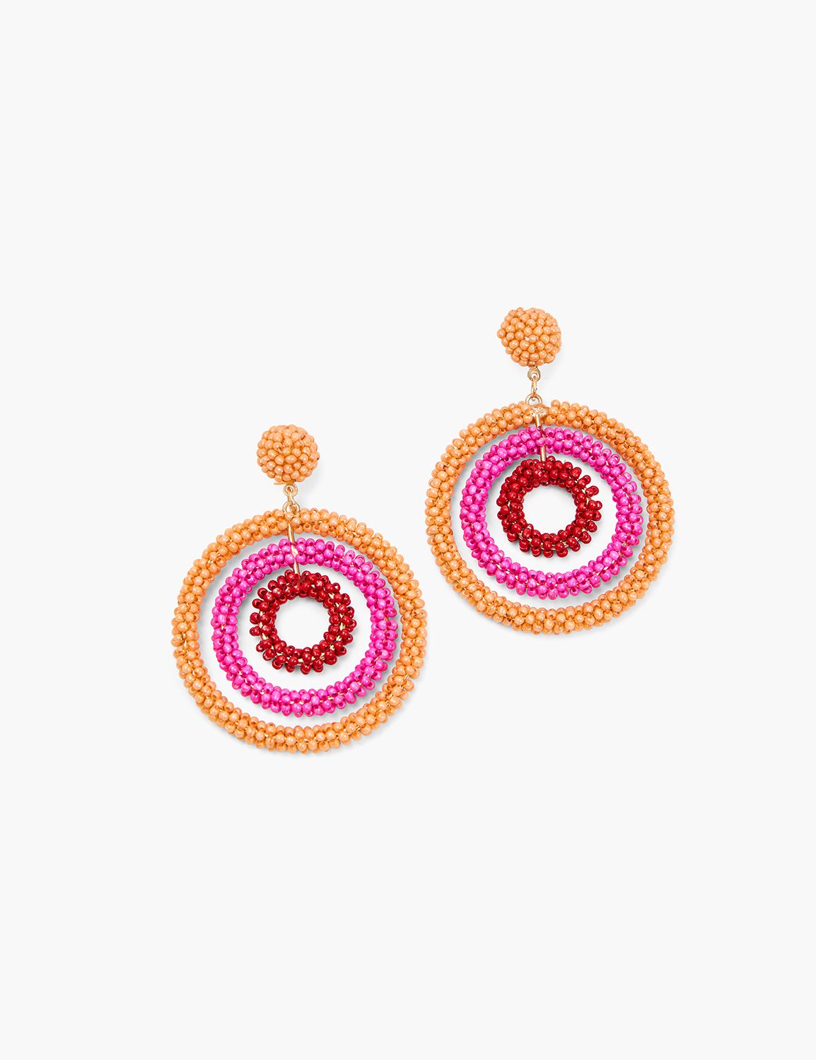 Pink & Orange Seed Bead Drop Earrings