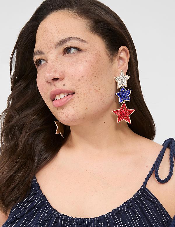 Americana Red, White & Blue Star Drop Earrings