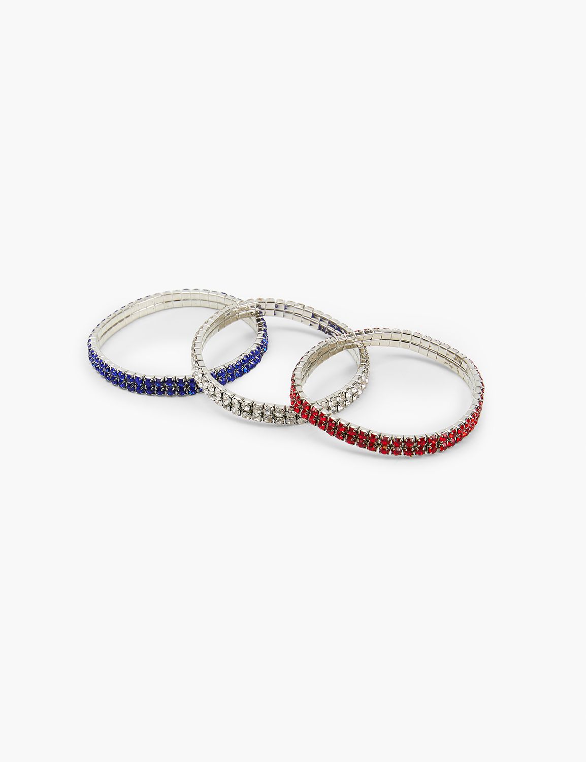 Americana Red, White & Blue Pave Stretch Bracelets