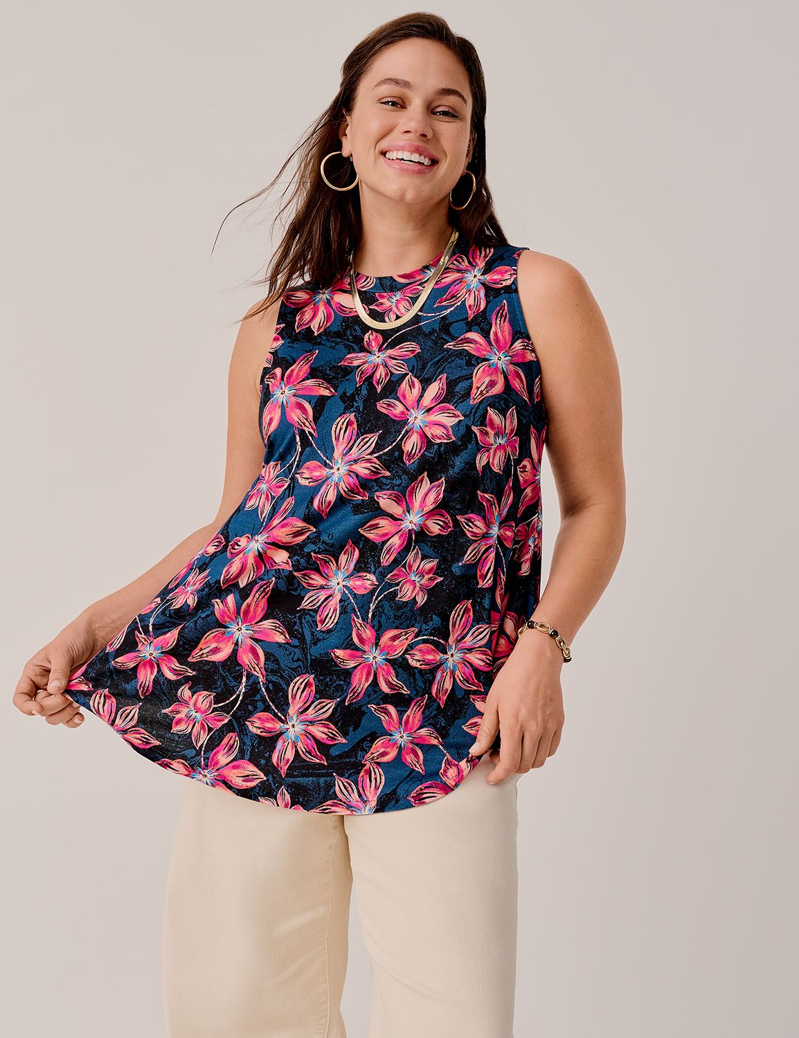 Max Swing Sleeveless High-Neck Tunic | LaneBryant