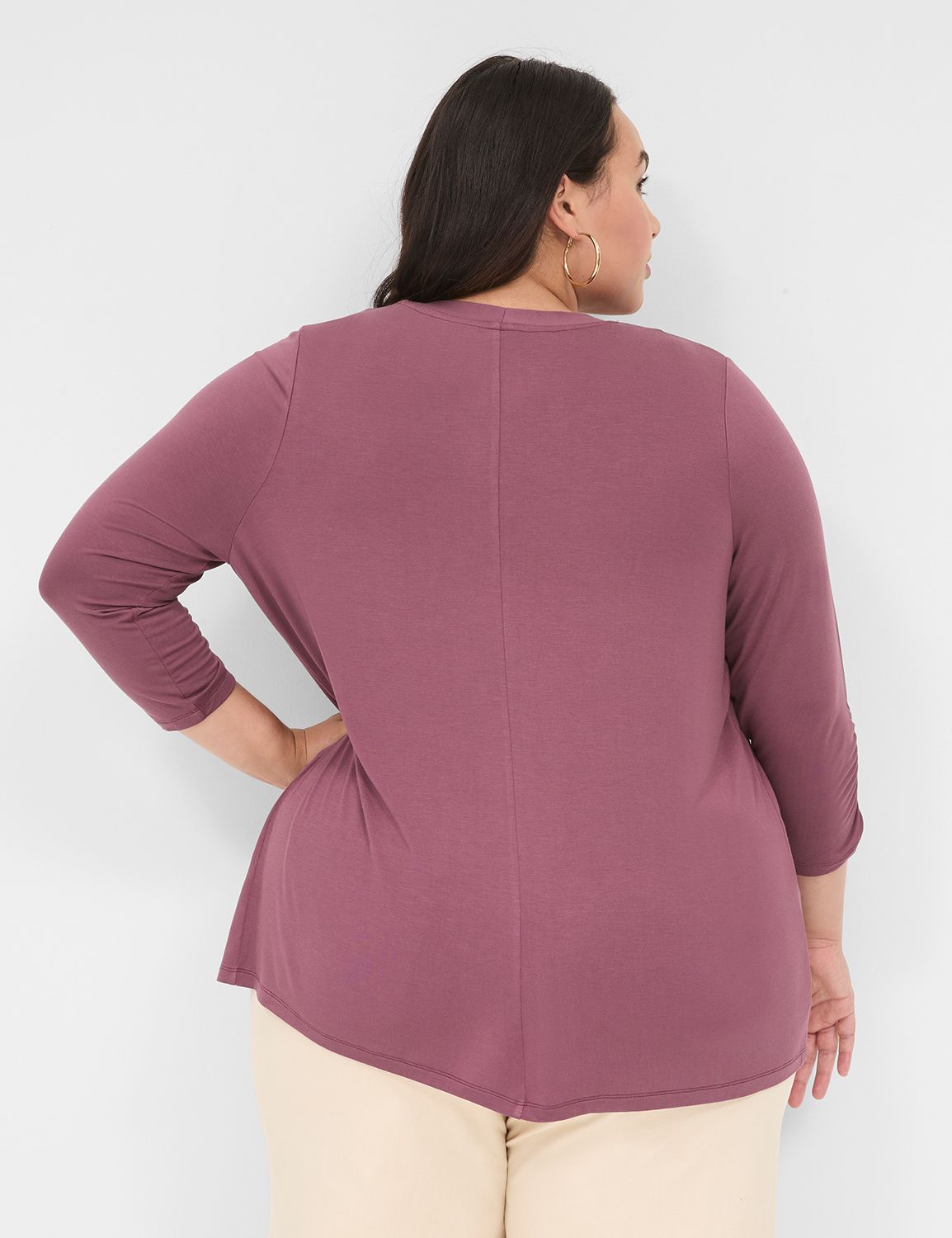 3/4 sleeve open shoulder gathered tunic