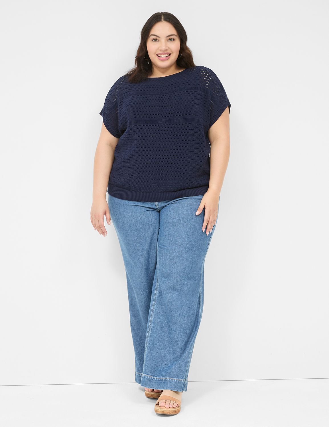 Dolman Short-Sleeve Stitch Sweater | LaneBryant