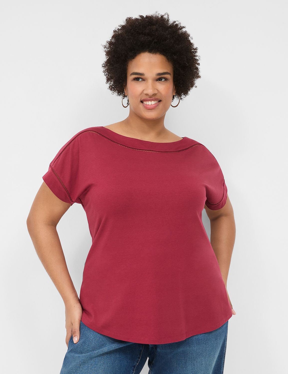 Casual Relaxed Cap Sleeve Boat Neck Product Image 1
