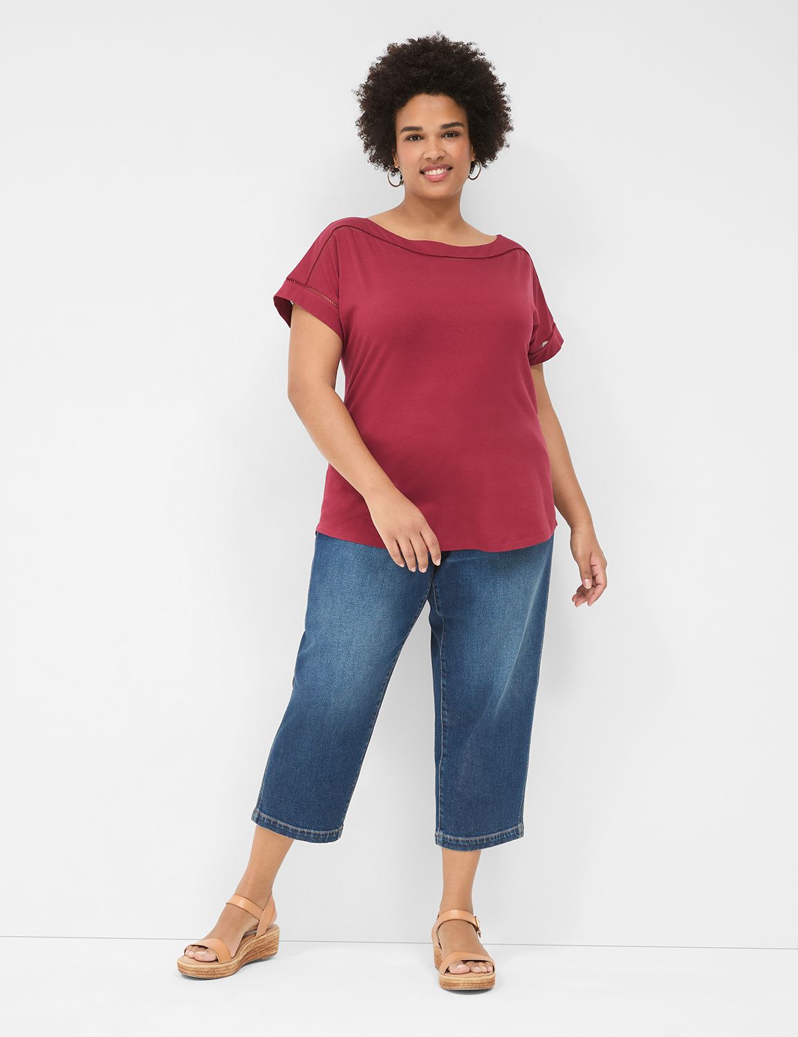 Casual Relaxed Cap Sleeve Boat Neck Product Image 3