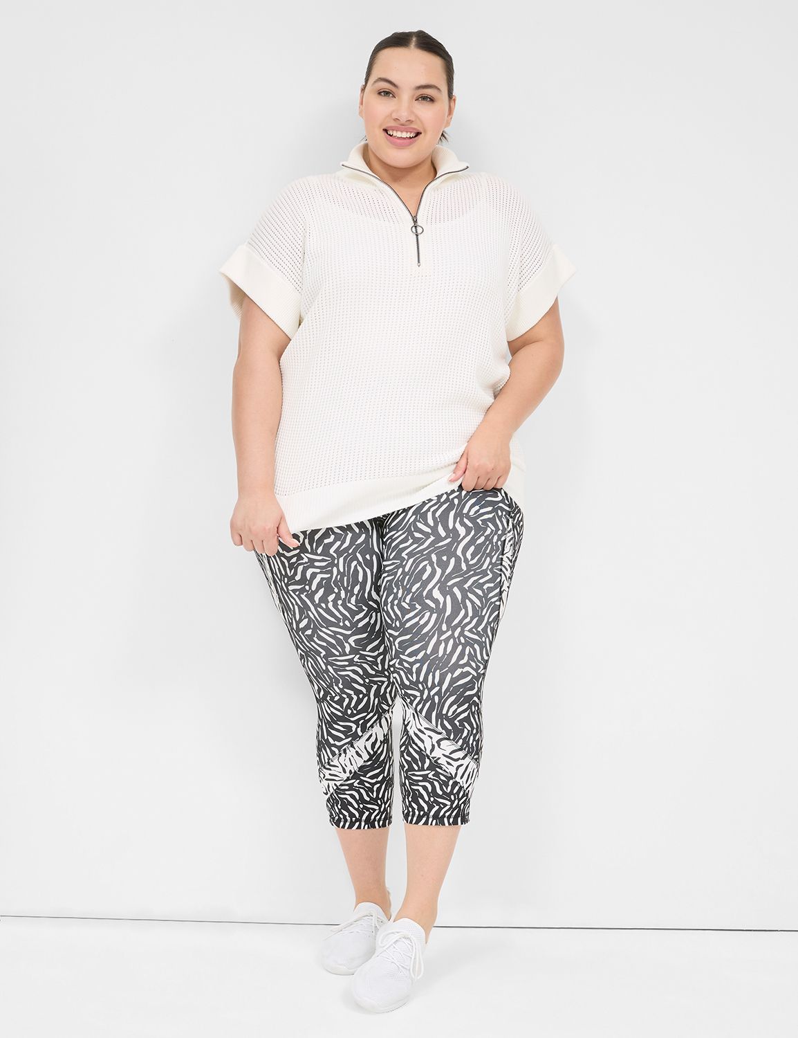 SPANX French Rib Short Sleeve Half Zip