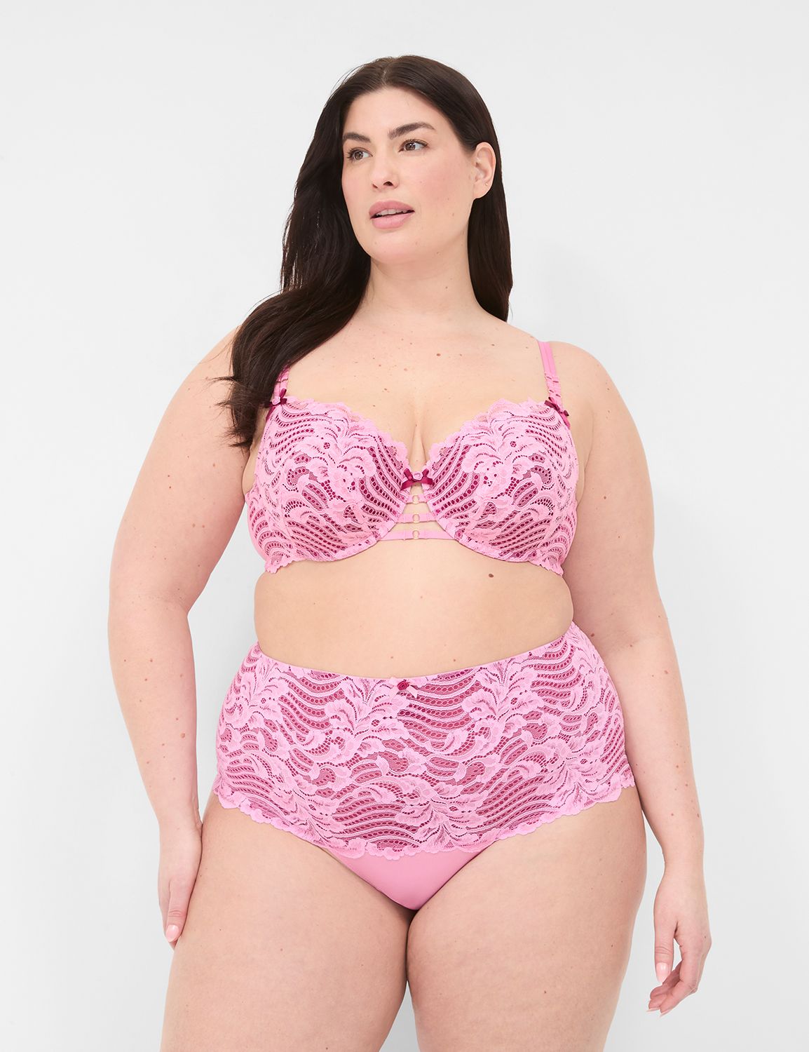 Contrast Lace Wide-Side Thong | LaneBryant