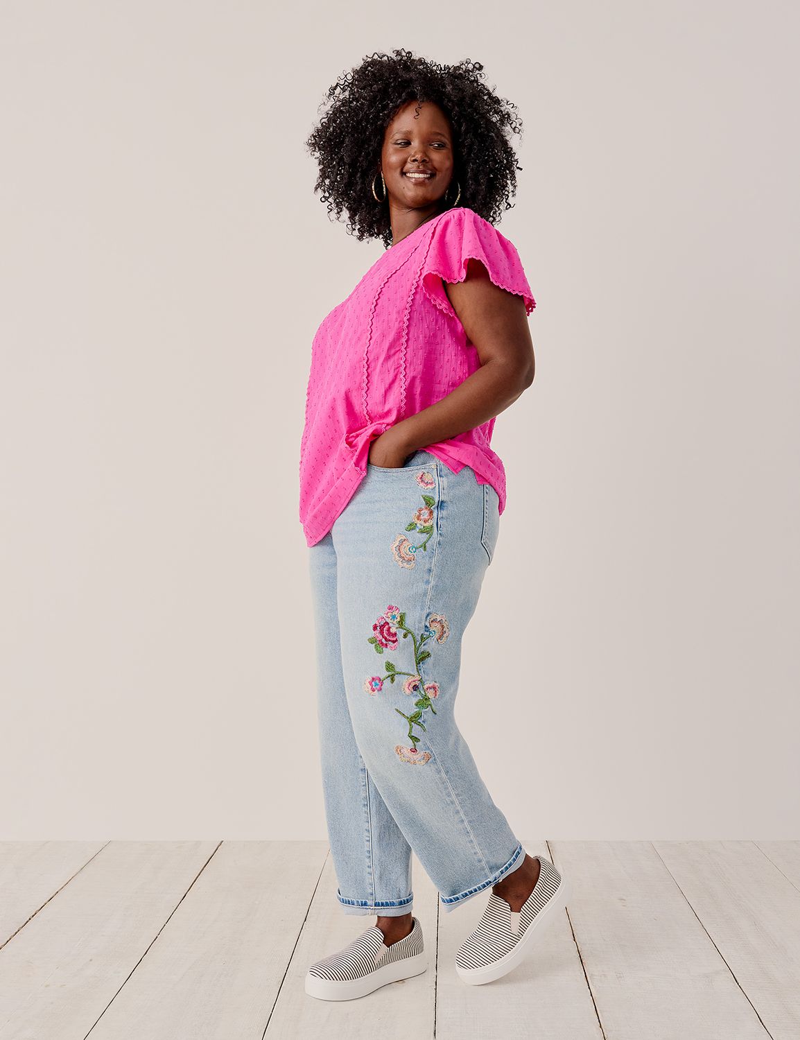 Boyfriend Fit Embroidered Jean | LaneBryant