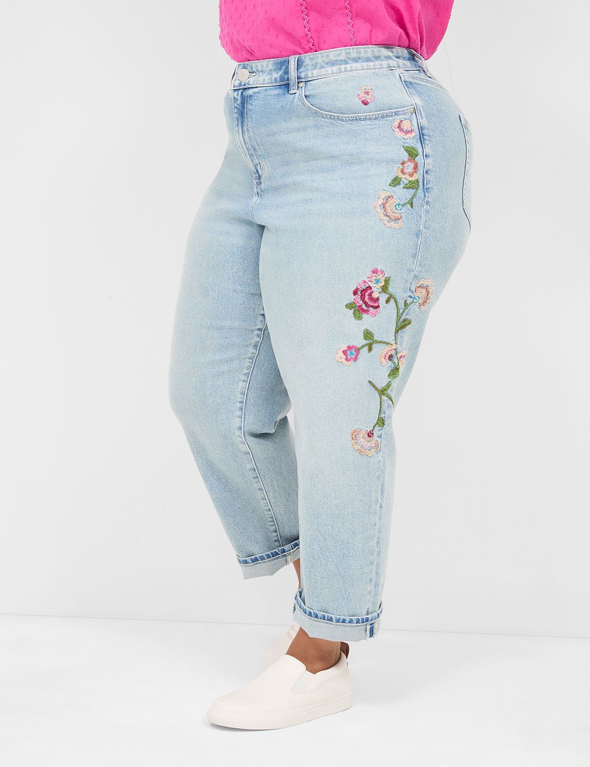 Boyfriend Fit Embroidered Jean | LaneBryant